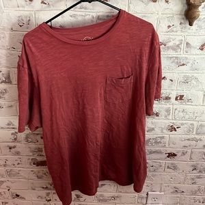 Garment dyed red pocket shirt